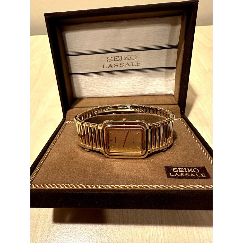 VINTAGE Seiko Lassale Gold Watch Mens Original Quartz with Box - Picture 1 of 3